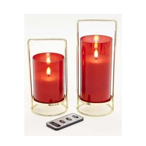 Lightscapes 2-pack Set Iridescent Glass Candles On Stand